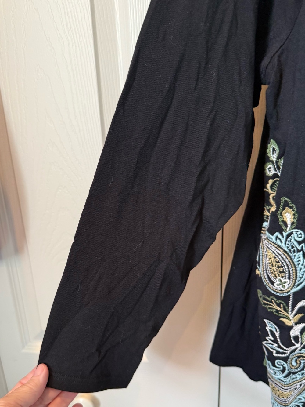 # J. Jill 2X Black Long-Sleeve Top with Paisley Floral Embroidery - Picture 5 of 8